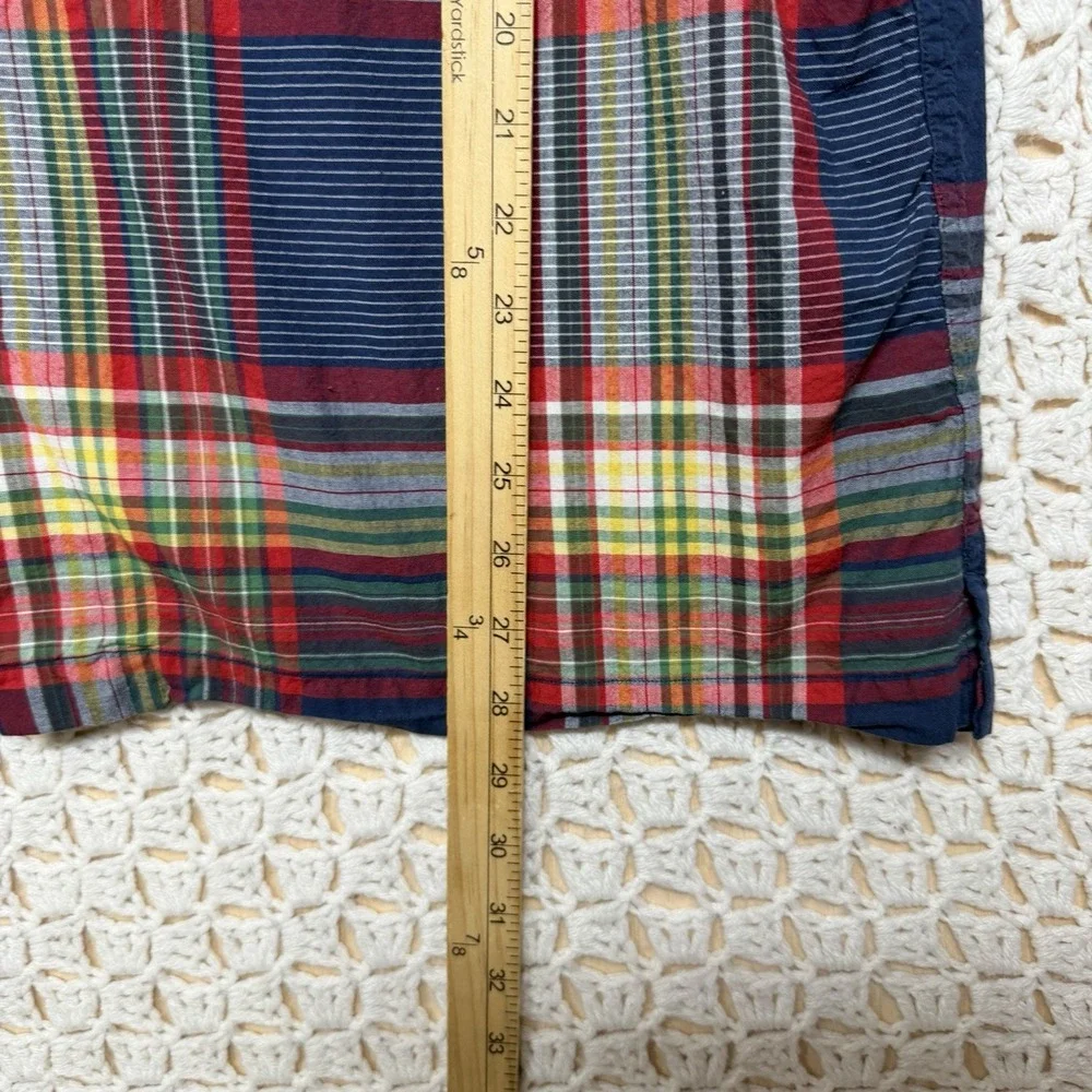 Vintage Polo Ralph Lauren Shirt Mens XL Blue Red Plaid Camp Chest Pockets Collar